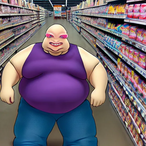 Prompt: obese krang in walmart