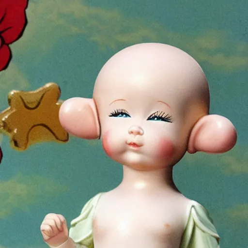 Prompt: holy catholic Kewpie female saint