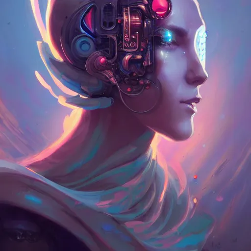 Image similar to a portrait of a beautiful cybernetic hippie, cyberpunk concept art by pete mohrbacher and wlop and artgerm and josan gonzales, digital art, highly detailed, intricate, sci-fi, sharp focus, Trending on Artstation HQ, deviantart, unreal engine 5, 4K UHD image