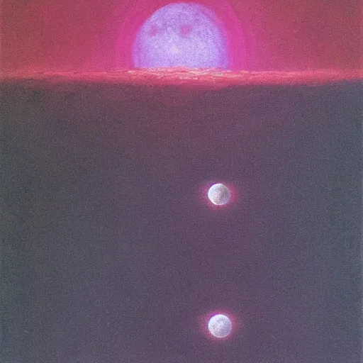 Image similar to the moon on fire by lisa frank inspired by zdzislaw beksinski
