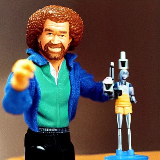 Prompt: “bob ross as a 1980s style Kenner action figure”