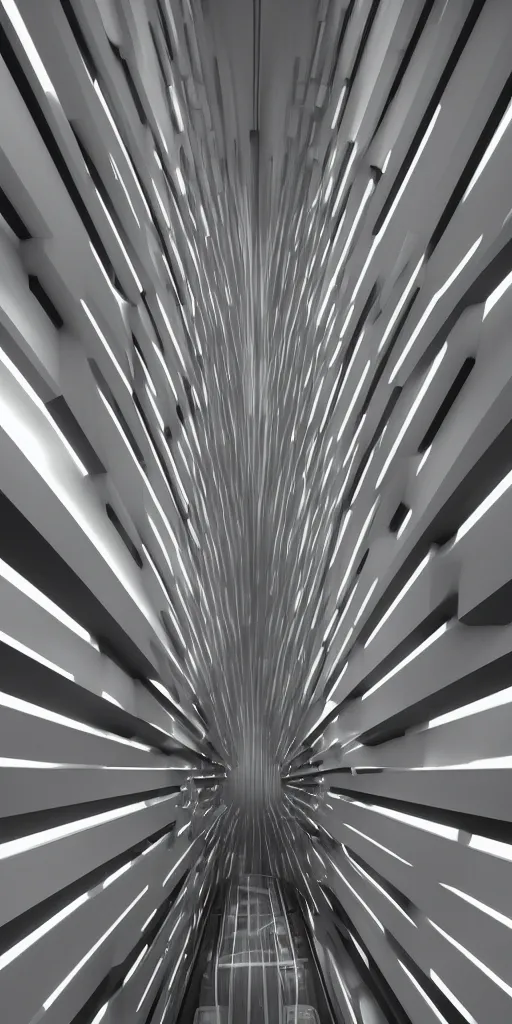 Image similar to a beautiful futuristic vertical lobby, volumetric light, smooth, smooth curvilinear design, 8K