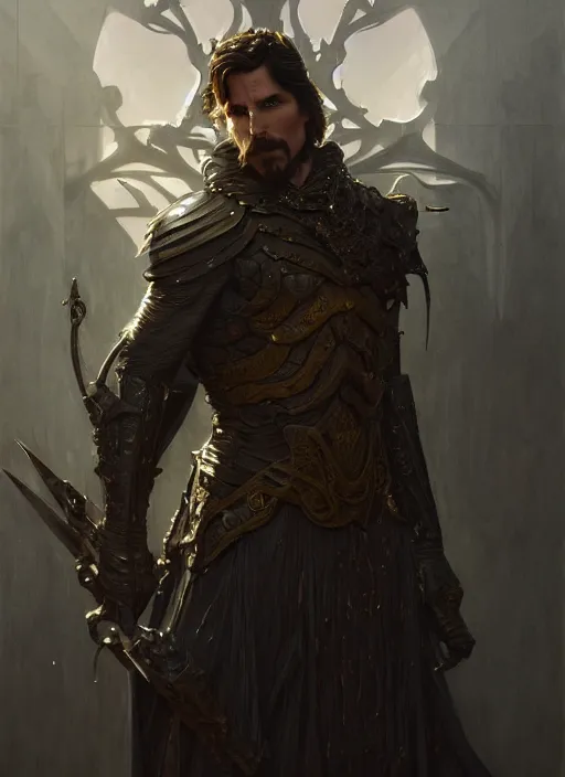 Image similar to christian bale as oscar diggs, intricate, d & d, wizard, powerful, fantasy, art nouveau, digital painting, trending on artstation, sharp focus, wide shot, illustration, global illumination, ray tracing, art by artgerm and greg rutkowski and ruan jia