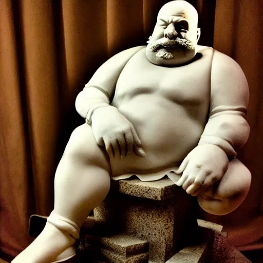 Image similar to epic marble statue of dr robotnik, photo, chiaroscuro