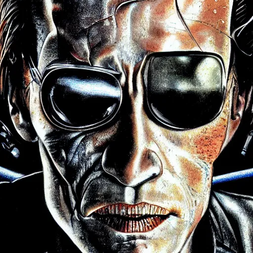Prompt: award-winning portrait of the terminator, close up, highly detailed