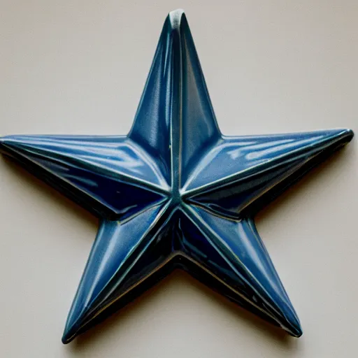 Prompt: dark blue ceramic star shape, photograph