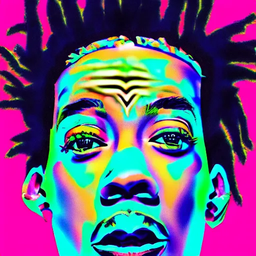 Image similar to wiz khalifa psychedelic digital art