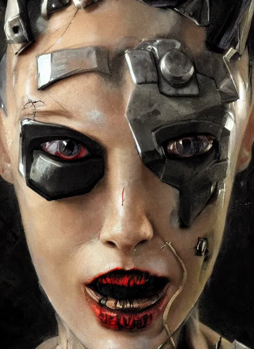 Image similar to female cyberpunk punk mutant rebel posing, character design by enki bilal and nicola samori, close - up of face, very coherent, trending on artstation, 4 k