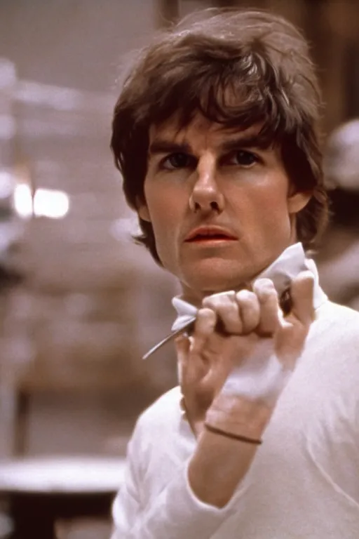 Prompt: Tom Cruise in A Clockwork Orange (1971)