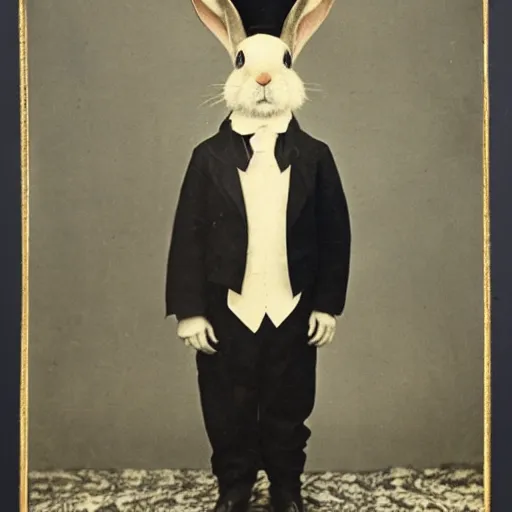 Image similar to a 1 9 1 0 s portrait of a rabbit wearing a sailor's uniform