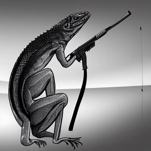 Image similar to a lizard as a hitman, Digital art