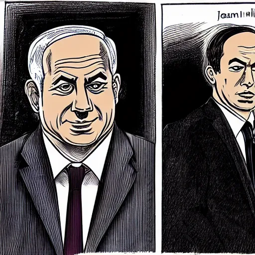 Prompt: a portrait of benjamin netanyahu by junji ito