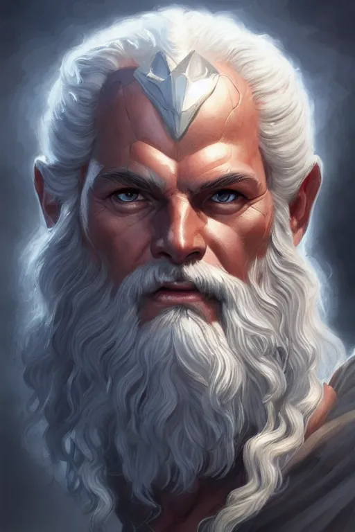 Image similar to zeus humanoid god of the thunder, charming and alluring face, highly detailed, d & d, fantasy, highly detailed, digital painting, trending on artstation, concept art, sharp focus, illustration, art by artgerm and greg rutkowski and magali villeneuve