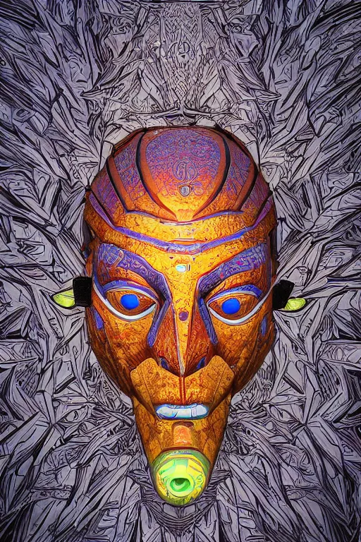 Image similar to tribal vodoo mask eye deepdream global illumination ray tracing hdr that looks like it is from borderlands and by feng zhu and loish and laurie greasley, victo ngai, andreas rocha, john harris wooly hair cut feather stone