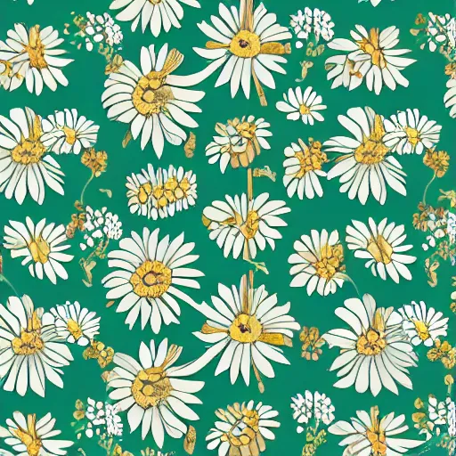 Image similar to highly detailed daisy pattern in the style of old botanical illustrations, matisse, and japanese art, 4 k