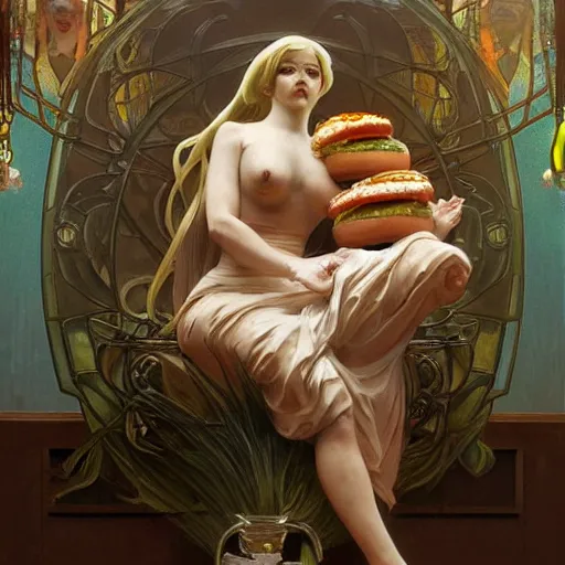 Prompt: beautiful lifelike award winning marble statueof big mac hamburgers trending on art station artgerm greg rutkowski alphonse mucha museum quality cinematic atmospheric