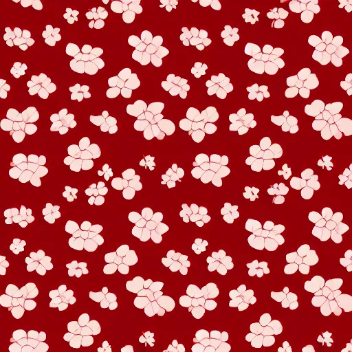 Prompt: low poly, red cherry blossom flowers, vector pattern