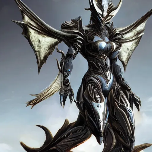 Prompt: beautiful and stunning giant valkyr female warframe, as a dragon, doing an elegant pose over you, you looking up at her from the ground pov shot, unaware of your existence, slick elegant design, sharp claws, detailed shot legs-up, highly detailed art, epic cinematic shot, realistic, professional digital art, high end digital art, furry art, DeviantArt, artstation, Furaffinity, 8k HD render, epic lighting, depth of field