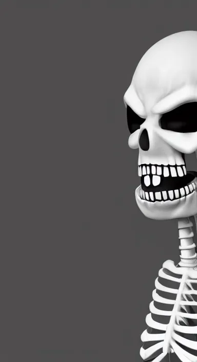 Image similar to Portrait of Sans from Undertale as a real skeleton. Studio lighting, 4K, sigma 85mm