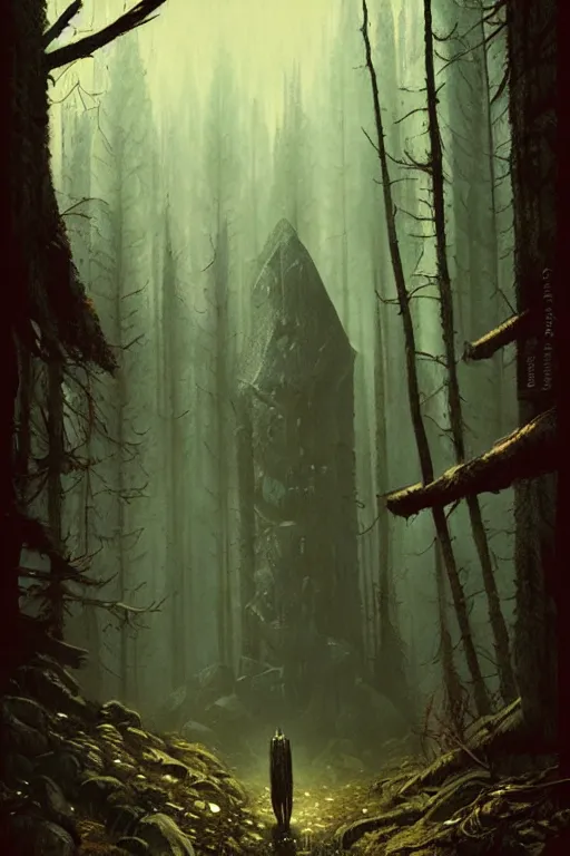 Image similar to greg rutkowski poster. draugr in the woods