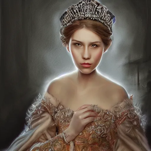 Image similar to portrait painting of a princess, ultra realistic, concept art, intricate details, eerie highly detailed