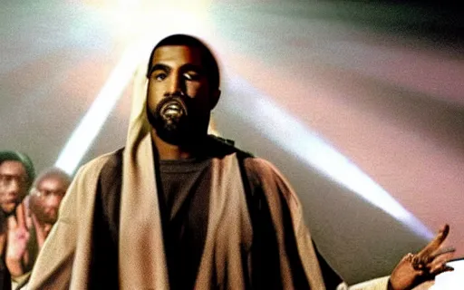 Image similar to kanye west as jesus christ in jesus christ superstar (1973)