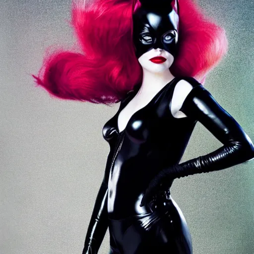 Image similar to Full-body portrait of Emma Stone as catwoman, trending on Artstation, by Nick Knight, by Bella Kotak, by Paolo Roversi, by Tyler Shields