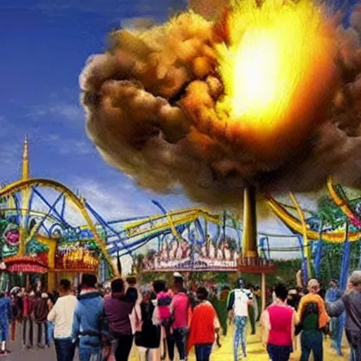 Prompt: a theme park being nuked