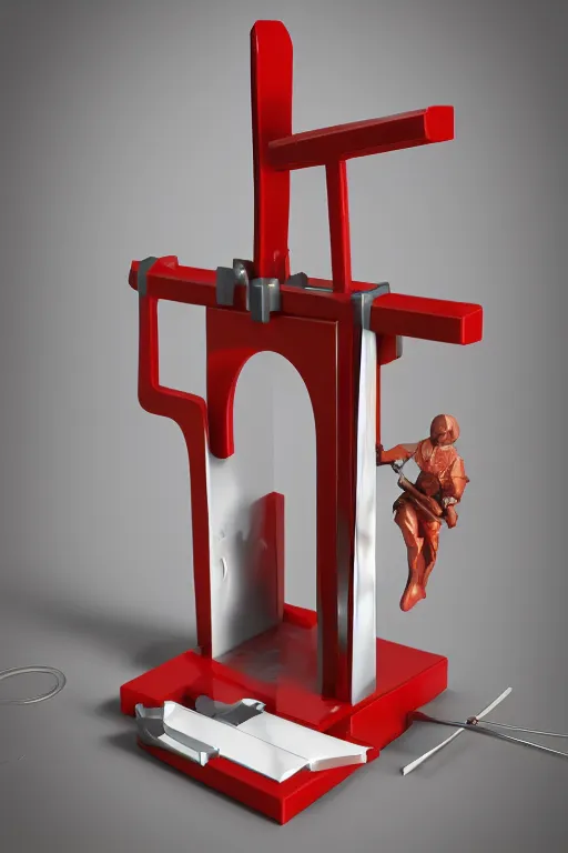 Image similar to a plastic toy guillotine, high detail product photo, trending on artstation, 8 k