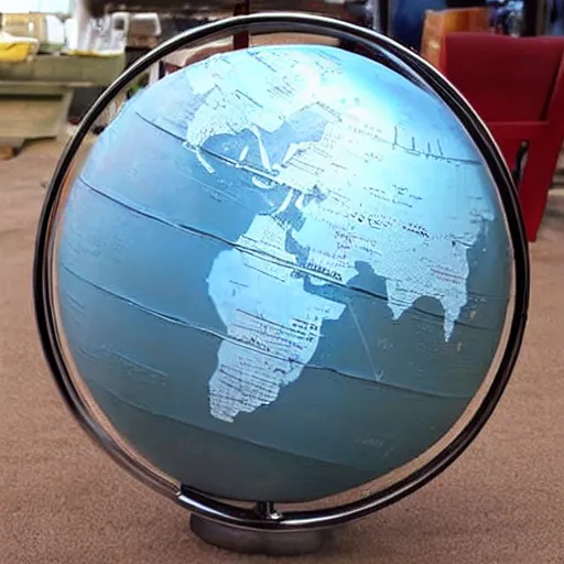 Image similar to a globe made out of liquid metal