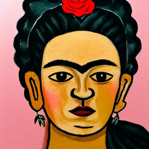 Prompt: a woman figure in the style of frida kahlo