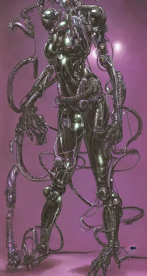 Image similar to Cthulhu cyberpunk woman, robotic, trending on artstation, by Hajime Sorayama and Boris Vallejo