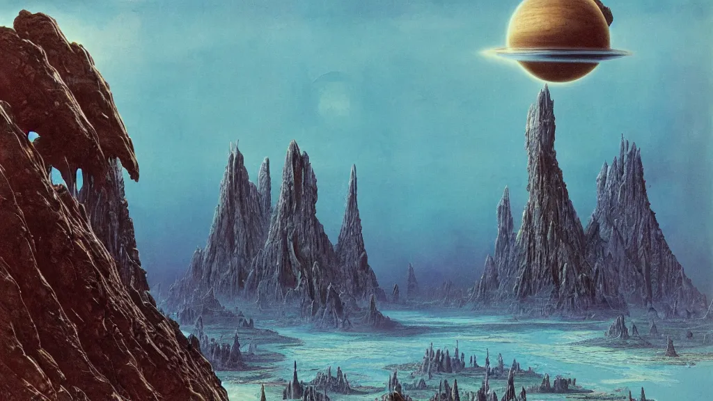 Image similar to alien planet, an empire in upheaval by arthur haas and bruce pennington, cinematic matte painting