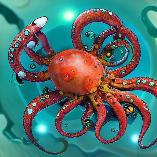 Prompt: The new iDoozle. A bio-mechanical monstrosity, of the cephalopod family Nautilidae, with an incredibly durable and rigid shell that protects its heavy mass of pure computronium that is capable of a wide range of abilities, not limited to the manipulation of morphogenetic fields.