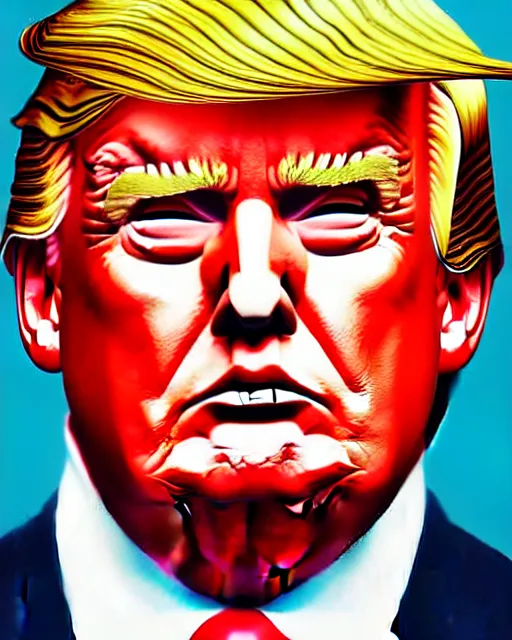 Image similar to digital art, portrait of donald trump sweating profusely, by james jean, by ross tran, ultra detailed, character design, concept art, trending on artstation,