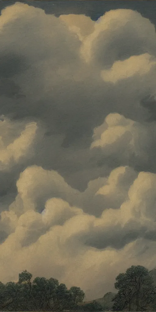 Prompt: clouds, 1 8 0 0 s encyclopedia drawing, painted by lucien levy - dhurmer and john audubon