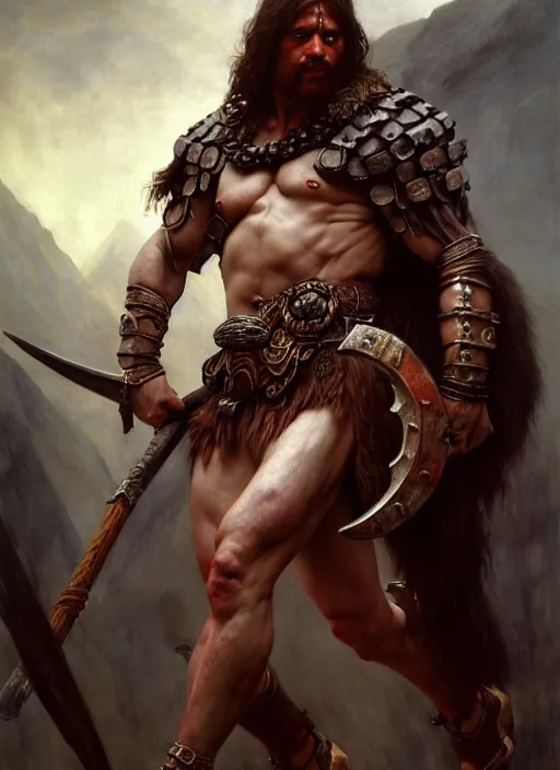 Image similar to barbarian, full body, hyper realistic, extremely detailed, dnd character art portrait, dark fantasy art, intricate fantasy painting, dramatic lighting, vivid colors, deviantart, artstation, by edgar maxence and caravaggio and michael whelan and delacroix.