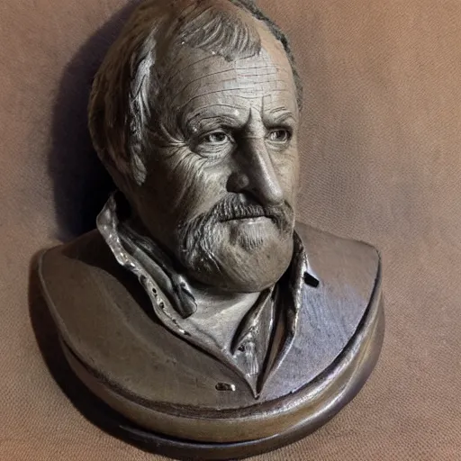 Image similar to closeup bust of a new england fisherman, bossons vintage chalkware,