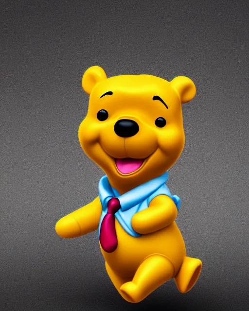 Image similar to full body 3d render of winnie-the-pooh wearing a suit as a funko pop, studio lighting, white background, blender, trending on artstation, 8k, highly detailed