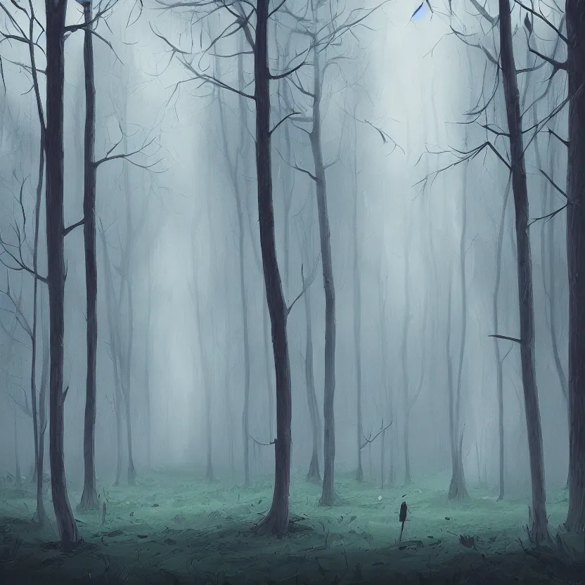 Image similar to Alena Aenami, spooky forest, dreamy, detailed, Trending on artstation