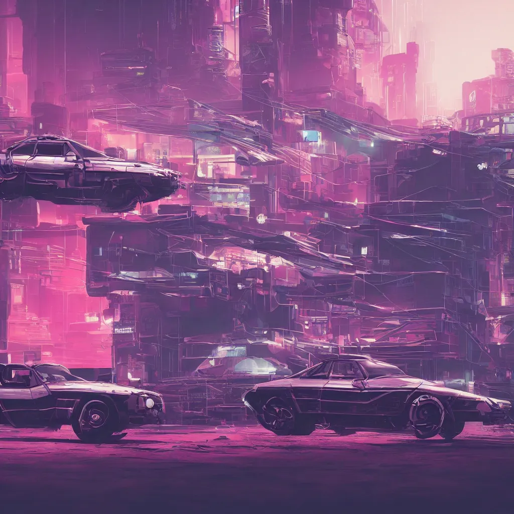 Prompt: cyberpunk synthwave an old soviet car in the soviet yard, intricate, elegant, concept art, smooth, sharp, focus, futuristic, cgsociety, in the style of artstation