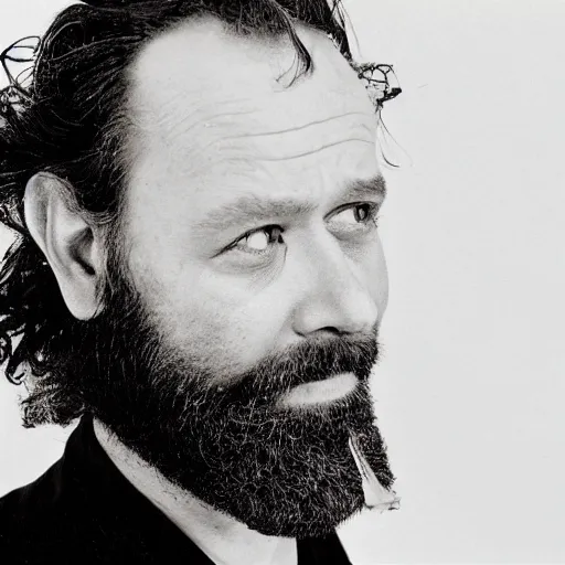 Image similar to Singing Tthhoomm Yyoorrkkee, with a beard and a black jacket, a portrait by John E. Berninger, dribble, neo-expressionism, uhd image, studio portrait, 1990s