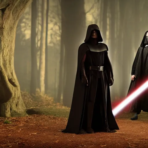 Prompt: a film still of snow white as a sith lord wearing black attire realistic, detailed