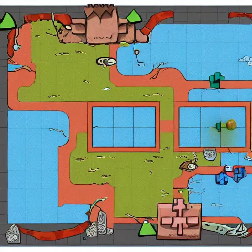 Image similar to d & d style battle map with grid inspired by adventure time