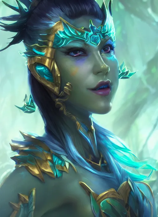 Image similar to kalista, from league of legends, au naturel, hyper detailed, digital art, trending in artstation, cinematic lighting, studio quality, smooth render, fluorescent skin, unreal engine 5 rendered, octane rendered, art style by klimt and nixeu and ian sprigger and wlop and krenz cushart