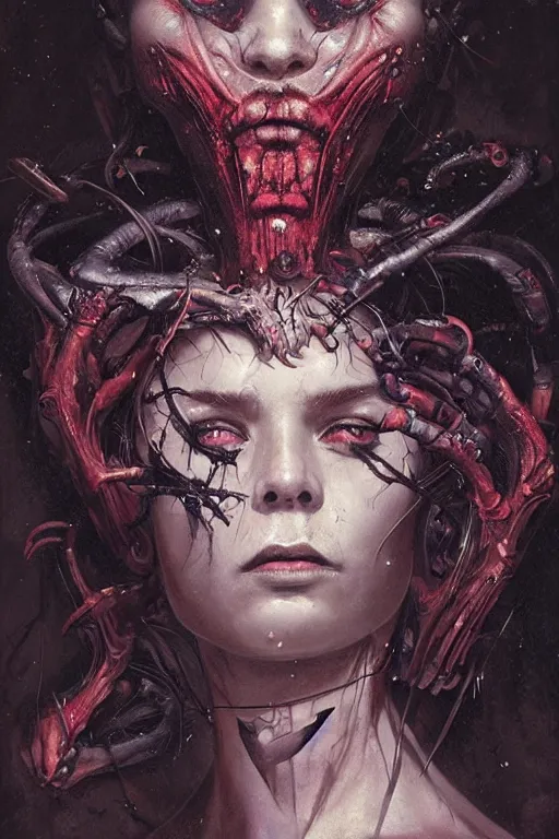 Image similar to dream portrait of a succubus in a dark ancient attic room,full character, melting ,8k,by tristan eaton,Stanley Artgermm,Tom Bagshaw,Greg Rutkowski,Carne Griffiths, Ayami Kojima, Beksinski, Giger,trending on DeviantArt,face enhance,hyper detailed,minimalist,cybernetic, android, blade runner,full of colour