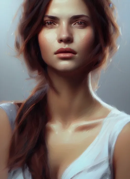 Prompt: portrait of a gorgeous young woman in the style of stefan kostic, artstation, concept art, realistic photo, sharp focus, 8k high definition, insanely detailed, intricate, elegant