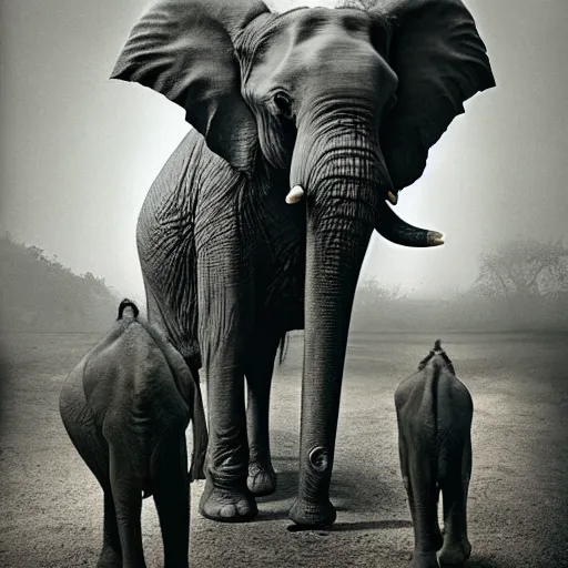 Prompt: Creature with the body of an elephant and the head of a human, National Geographic photograph