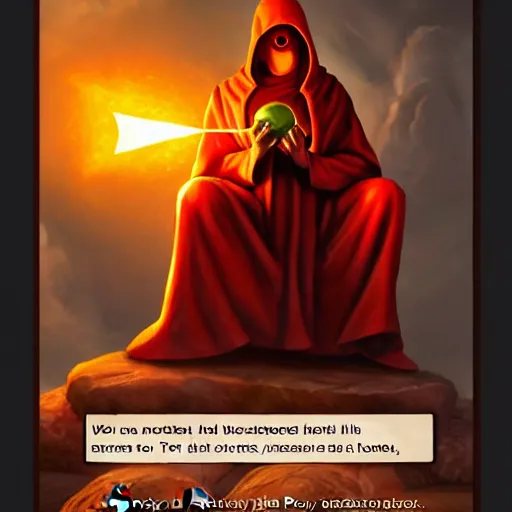 Image similar to a hooded cultist is stabbing a tomato placed on an altar, in front of a stone statue of a forgotten god, by patrick mcenvoy and michael komarck and fantasy flight, incredible quality, trending on artstation