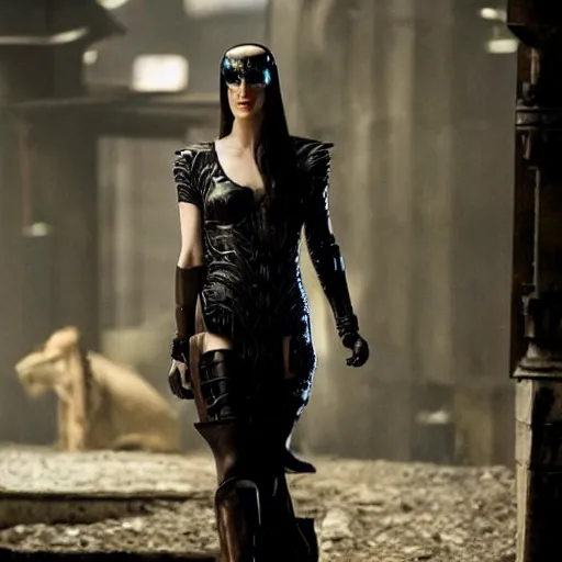 Image similar to Katie McGrath as Morgana in Cyberpunk Camelot